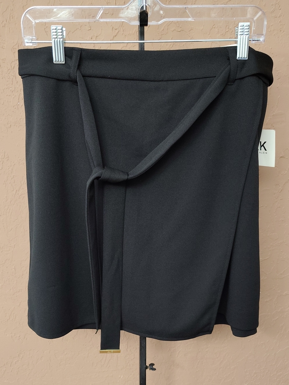 NWT Anne Klein Black Faux Wrap Skort with Tie Size L